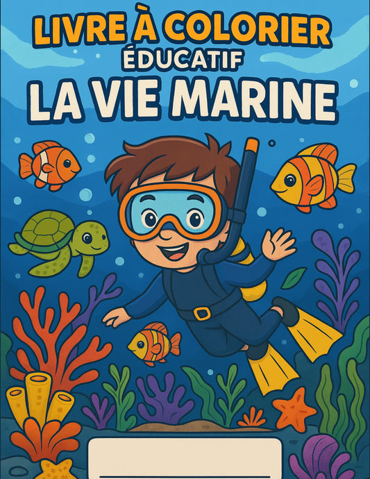 Livre à colorier A-Z – Animaux marins (FR/EN) personnalisé a imprimer